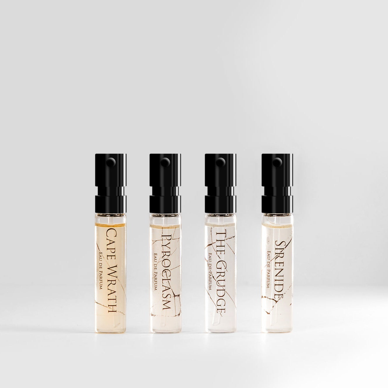 BeauFort London Force Majeure Discovery Set sample bottles – Cape Wrath, Pyroclasm, The Grudge, Sirenide
