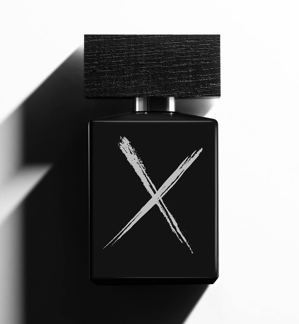 A bottle of Beaufort London's 'Rake & Ruin' Eau de Parfum bottle on a white background with heavy shadow